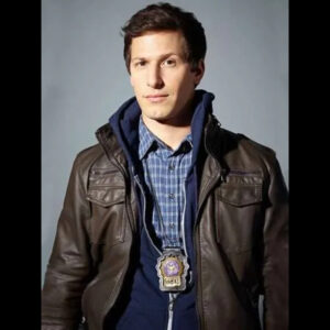 Jake Peralta Brooklyn Nine Nine Black Leather Jacket 01