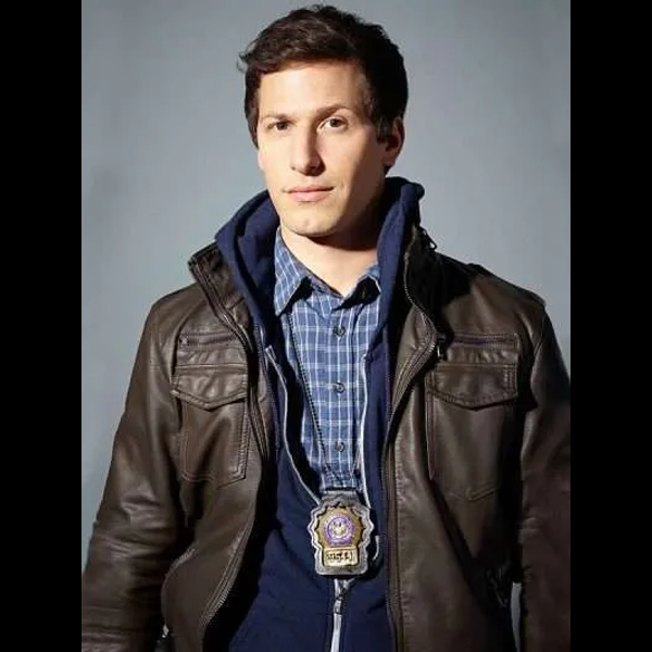 Jake Peralta Brooklyn Nine Nine Black Leather Jacket 01
