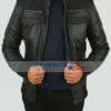 Black biker leather jacket 05