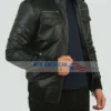 Black biker leather jacket 06