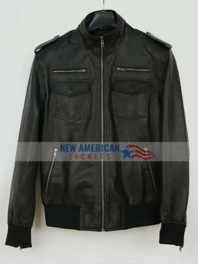 Black biker leather jacket 08