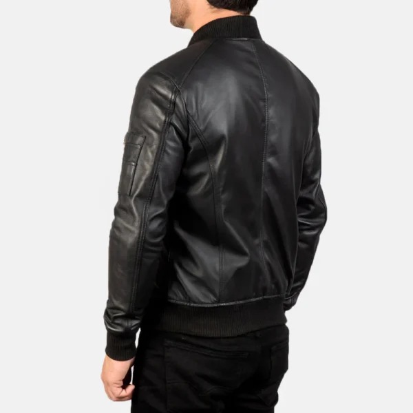 Leather Bomber Black Jacket​ For Men 03