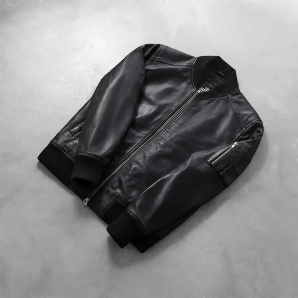Leather Bomber Black Jacket​ For Men 04