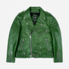 Men's Cactus Green Motorcycle Leather Jacket 01