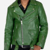 Men's Cactus Green Motorcycle Leather Jacket 02