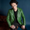 Men's Cactus Green Motorcycle Leather Jacket 03