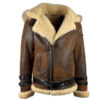 Premium Mens Distressed Leather Shearling Jacket 01