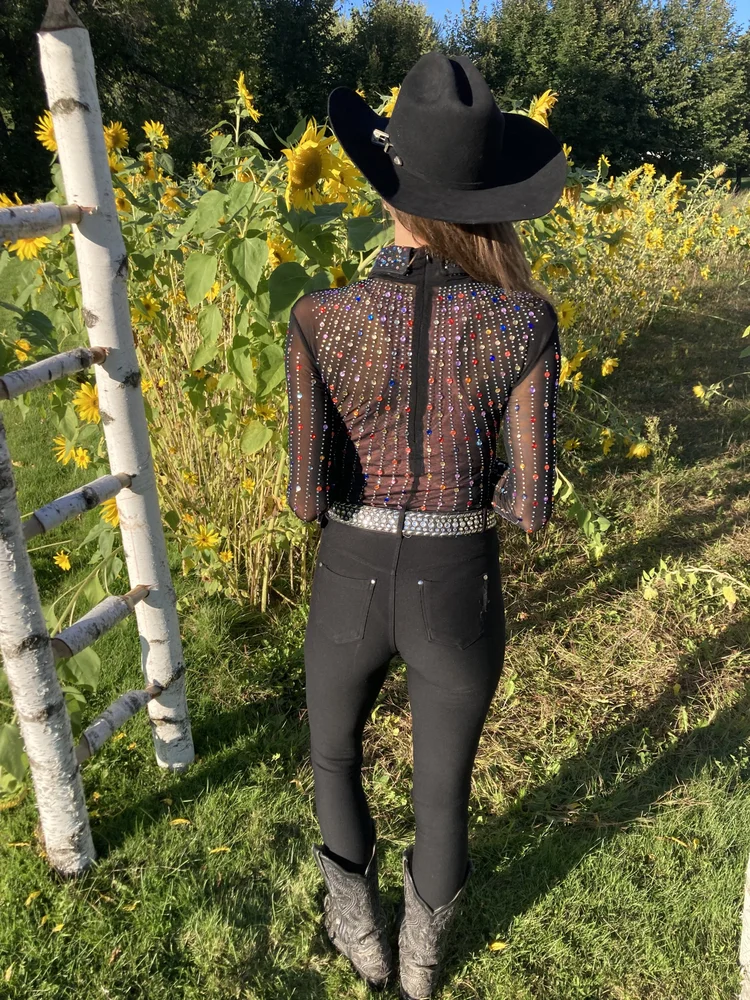 Rainbow Rhinestones Shirt - Western Show Shirt 05