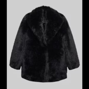 Selena Gomez Black Fur Short Coat from Only Murders in the Building 01