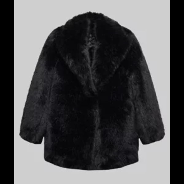 Selena Gomez Black Fur Short Coat from Only Murders in the Building 01