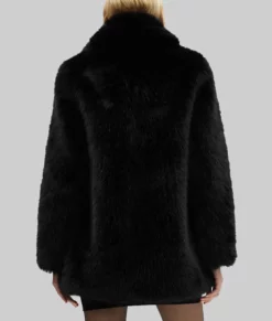 Selena Gomez Black Fur Short Coat from Only Murders in the Building 03