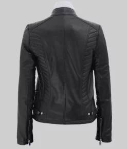 Selena Gomez Black Leather Biker Jacket 03