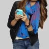 Selena Gomez Black Leather Biker Jacket 04