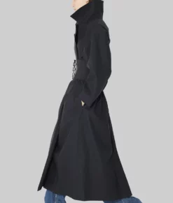 Selena Gomez Black Long Wool Coat 03