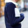 Selena Gomez Blue Fur Jacket 04