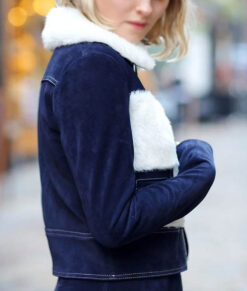 Selena Gomez Blue Fur Jacket 04