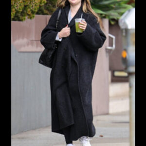 Selena Gomez Celebrity Long Black Coat 01