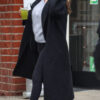 Selena Gomez Celebrity Long Black Coat 02