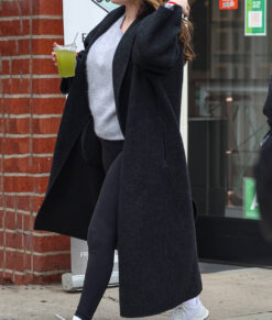 Selena Gomez Celebrity Long Black Coat 02