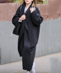 Selena Gomez Celebrity Long Black Coat 03