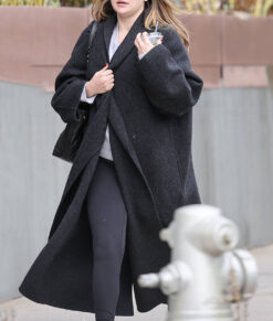 Selena Gomez Celebrity Long Black Coat 05