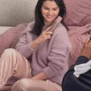Selena Gomez Cozy Purple Knit Sweater 01