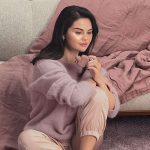 Selena Gomez Cozy Purple Knit Sweater 02
