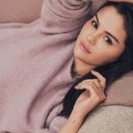 Selena Gomez Cozy Purple Knit Sweater 03