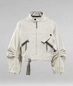 Selena Gomez Inspired White Cropped Jacket02