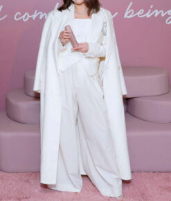 Selena Gomez Inspired White Long Wool Coat 02