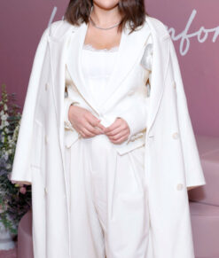 Selena Gomez Inspired White Long Wool Coat 03