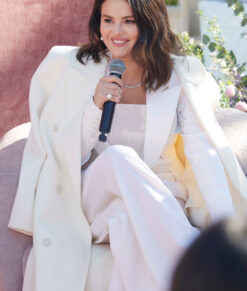 Selena Gomez Inspired White Long Wool Coat 04