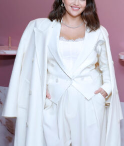 Selena Gomez Inspired White Long Wool Coat 05