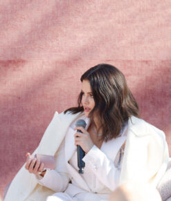Selena Gomez Inspired White Long Wool Coat 06