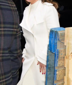 Selena Gomez Inspired White Trench Coat 03