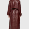 Selena Gomez Maroon Leather Trench Coat 07