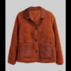 Selena Gomez Orange Shearling Jacket 01