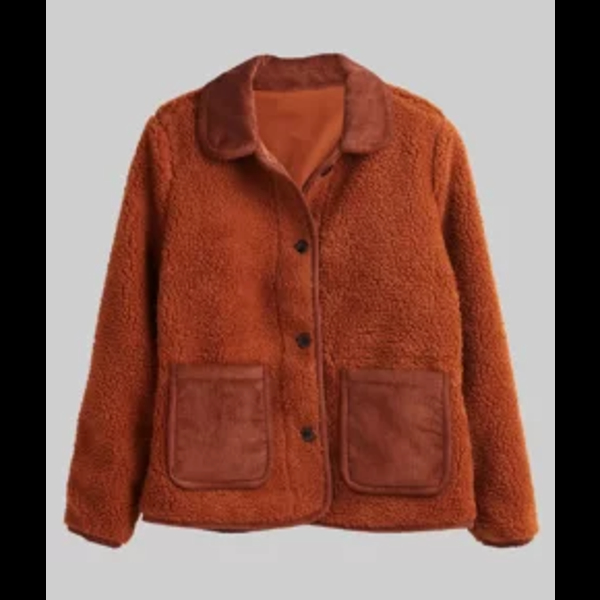 Selena Gomez Orange Shearling Jacket 01