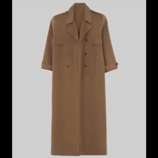 Selena Gomez Oversized Brown Wool Coat 01