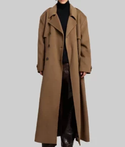 Selena Gomez Oversized Brown Wool Coat 02