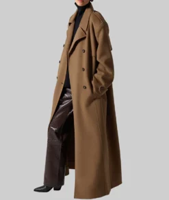 Selena Gomez Oversized Brown Wool Coat 04