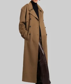 Selena Gomez Oversized Brown Wool Coat 05