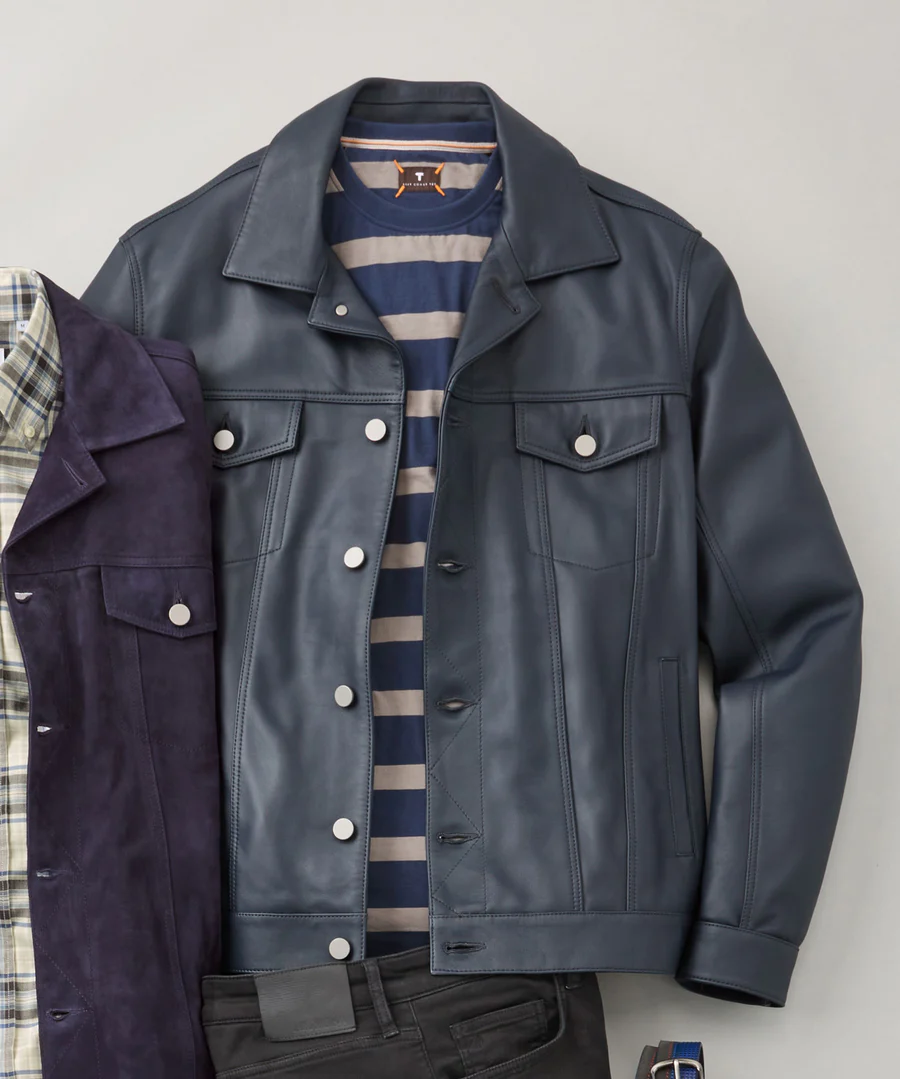 The Luxe Lambskin Trucker Jacket For Men 02