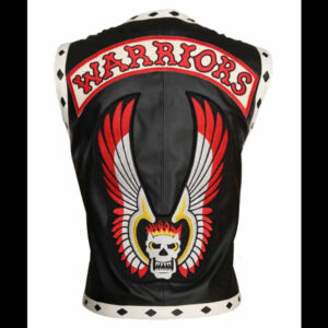 The Warriors Black Biker Leather Vest Costume 01