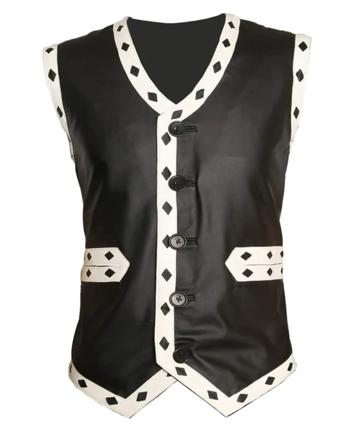 The Warriors Black Biker Leather Vest Costume 02