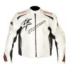 White Hayabusa Motorcycle Leather Jacket 01