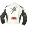White Hayabusa Motorcycle Leather Jacket 02
