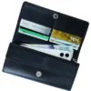 Women Round Stripe Leather Clutch Long Wallet 04 Women Round Stripe Leather Clutch Long Wallet 04