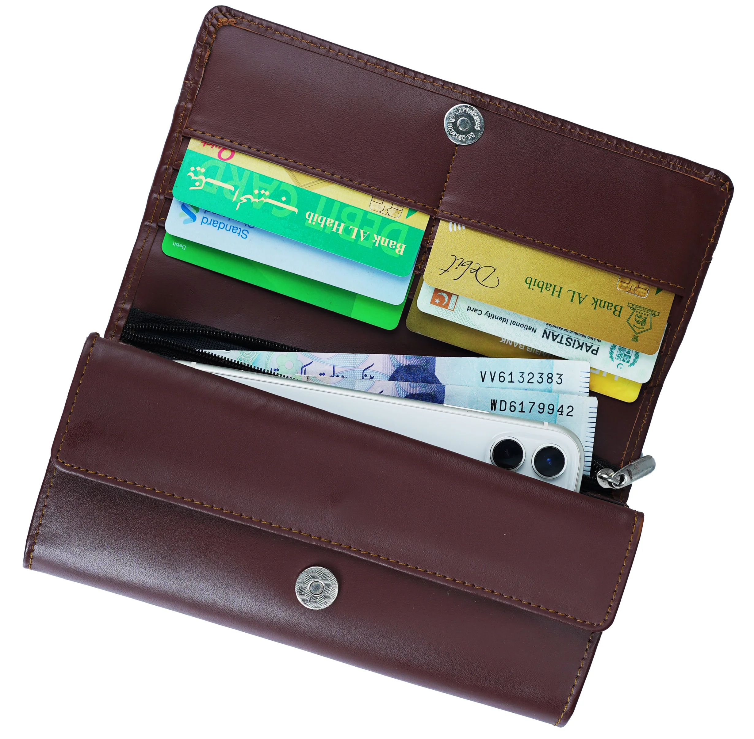 Women Round Stripe Leather Clutch Long Wallet 10 Women Round Stripe Leather Clutch Long Wallet 10