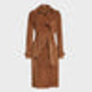 Women’s Classic Brown Suede Trench Coat 01